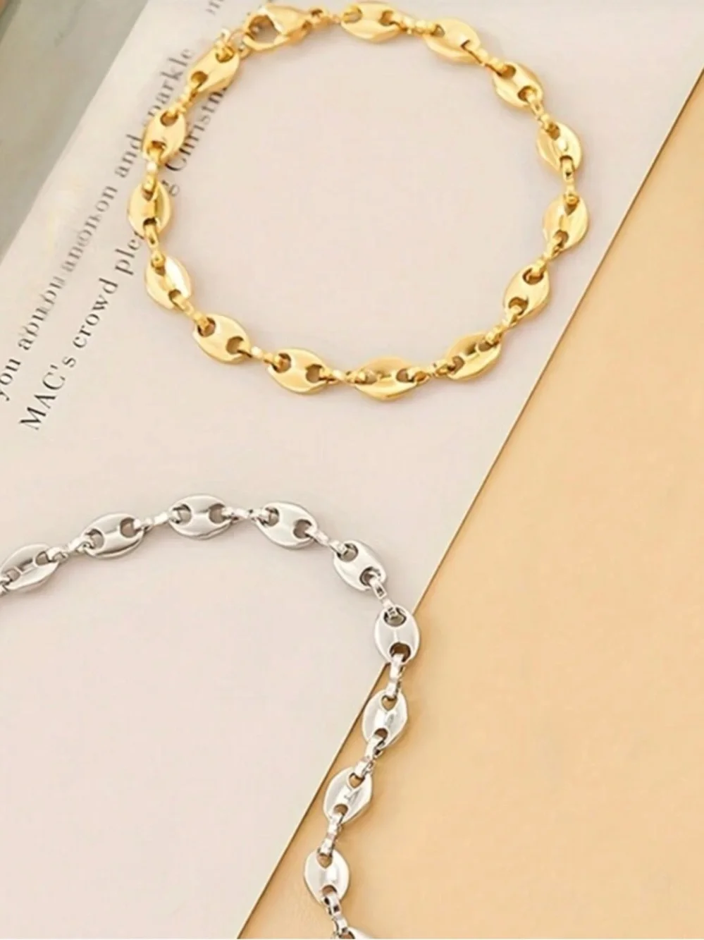 Anthropologie Polished Gold Link Disc Bracelet